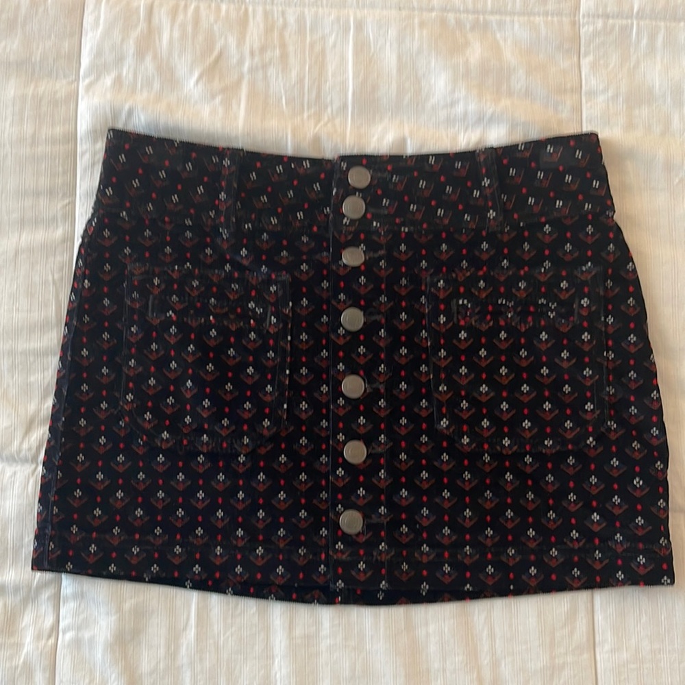 Free People size 25 black corduroy mini skirt